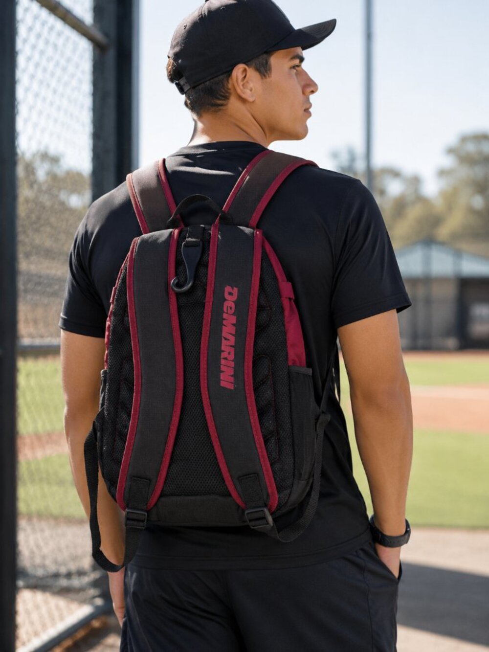 DeMarini Maroon & Black Sporty Sling Backpack Baseball Travel NWOT